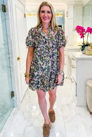 Fall Activities Mini Dress - Olive