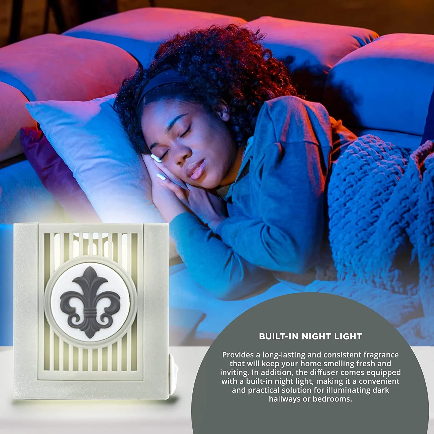 Fleur Plugables® ScentSlide® Plugin Night Light Diffuser with 1 Fragrance Wafer - Nickel