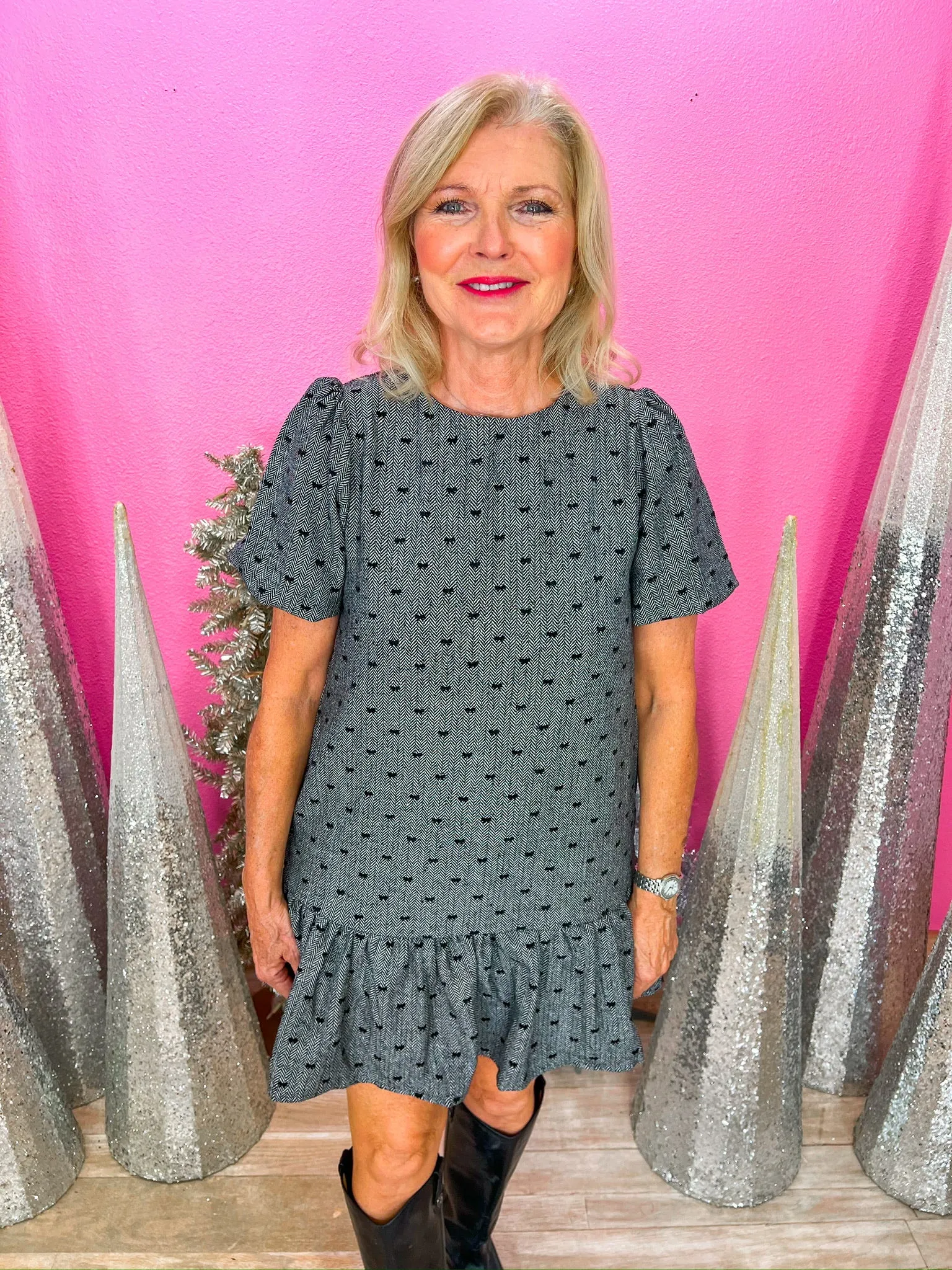 For Good Mini Dress - Grey/Black
