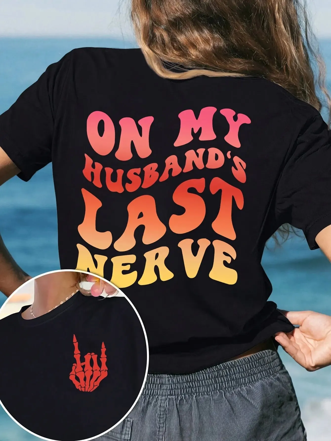 Funny On My Husbands Last Nerve Graphic T-shirt