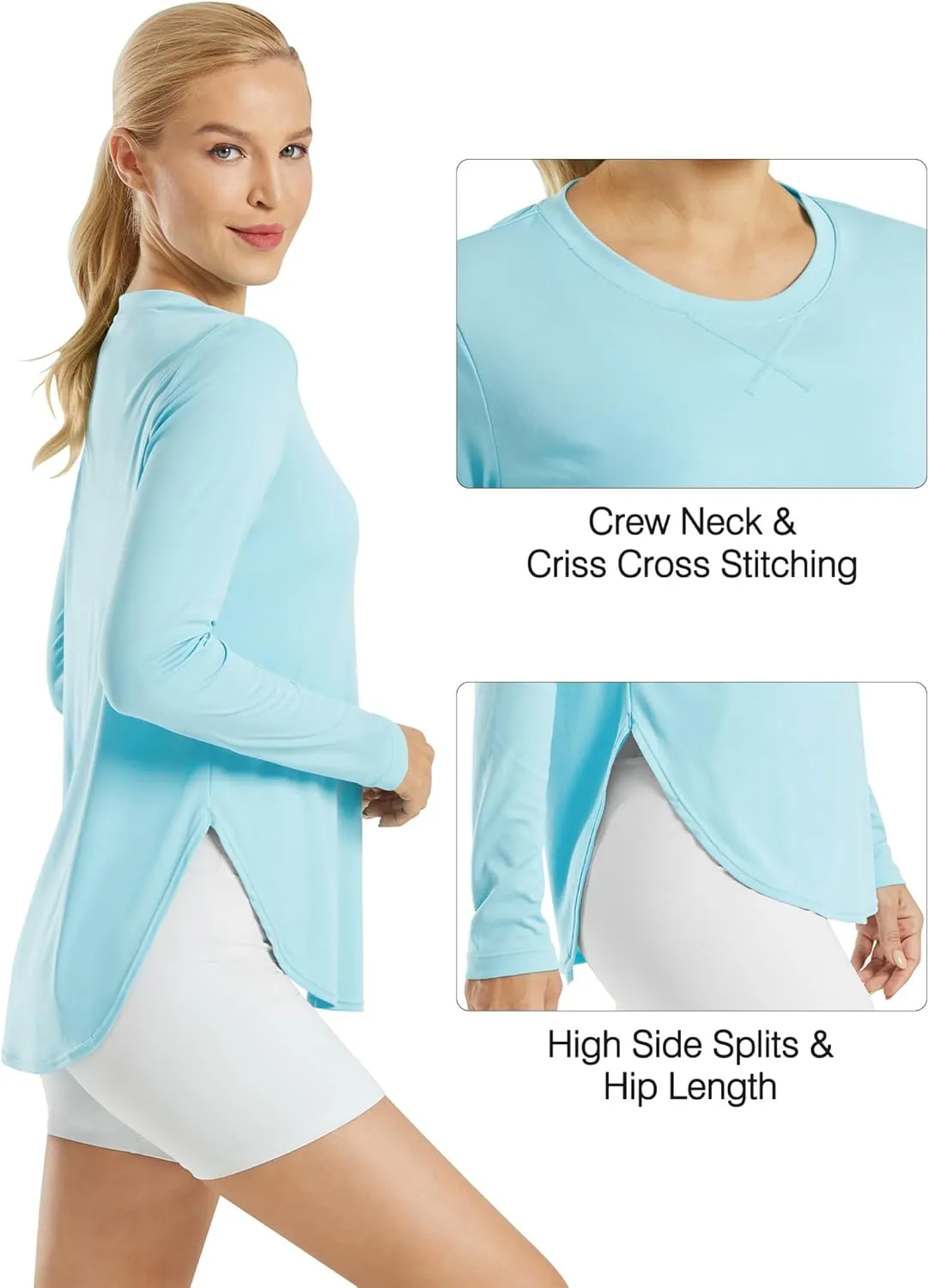 G4Free Women's UPF 50  UV Shirts Long Sleeve Workout Sun Shirt Outdoor Gym Hiking Tops Quick Dry Lightweight