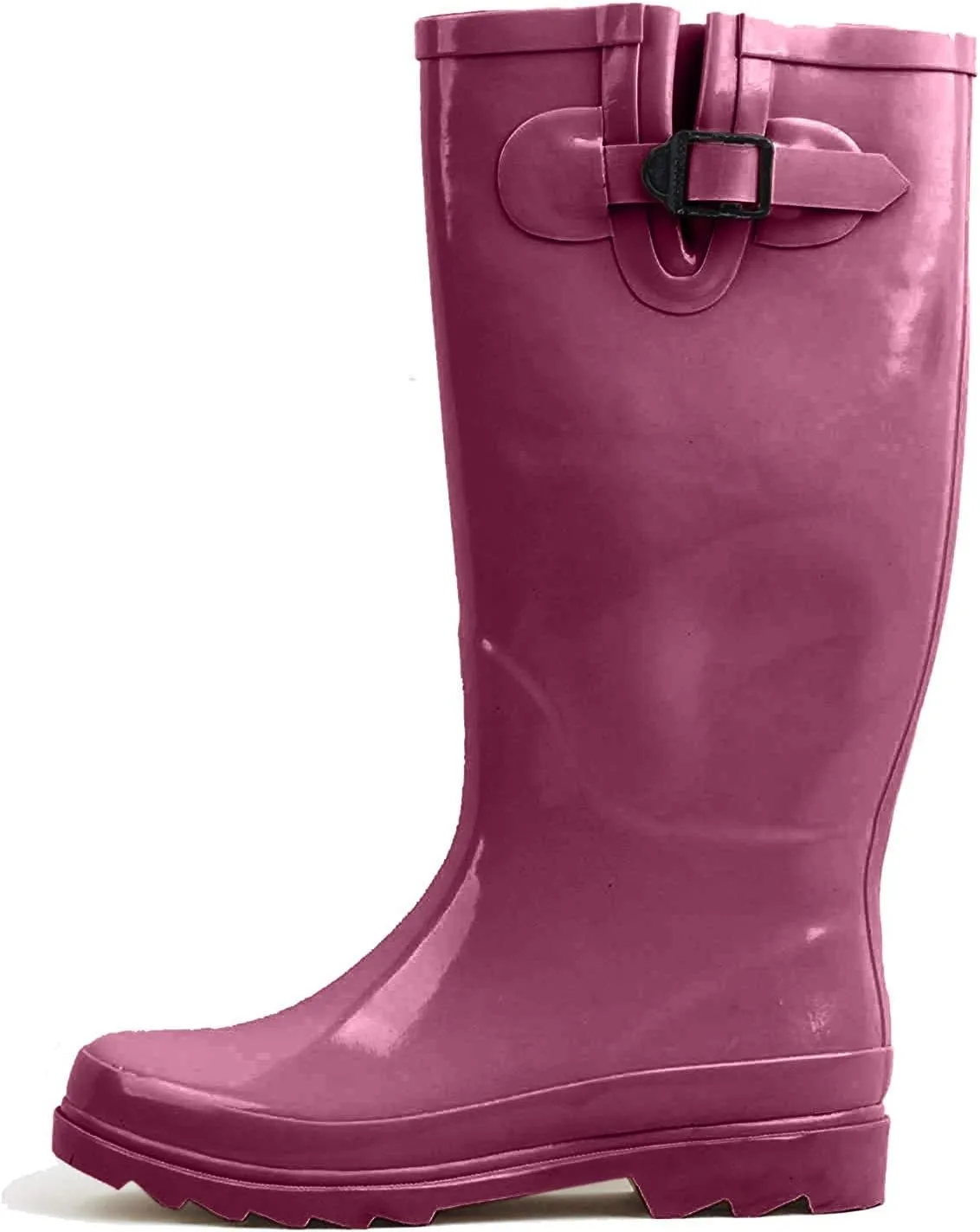 G4U Women's Rain Boots Multiple Styles Color Mid Calf Wellies Buckle Fashion Rubber Knee High Snow Shoes