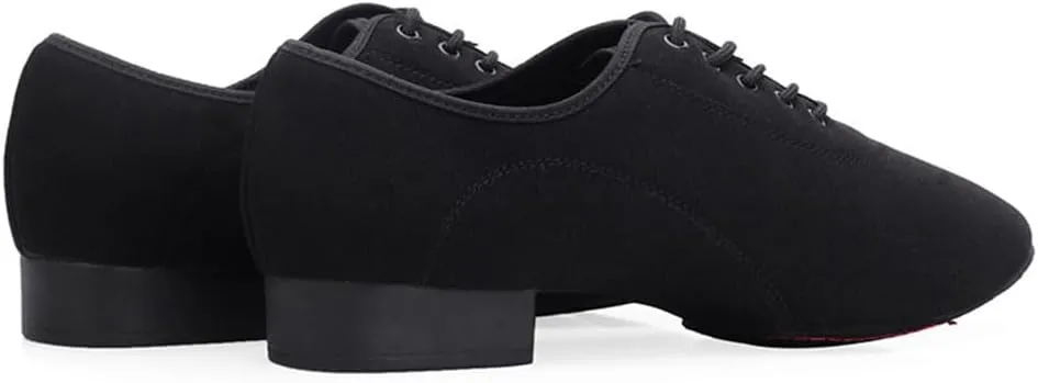 HIPPOSEUS Men's Lace up Ballroom Dance Shoes Split Sole Latin Salsa Dancing Character Shoes Low Heel,Model KCBD