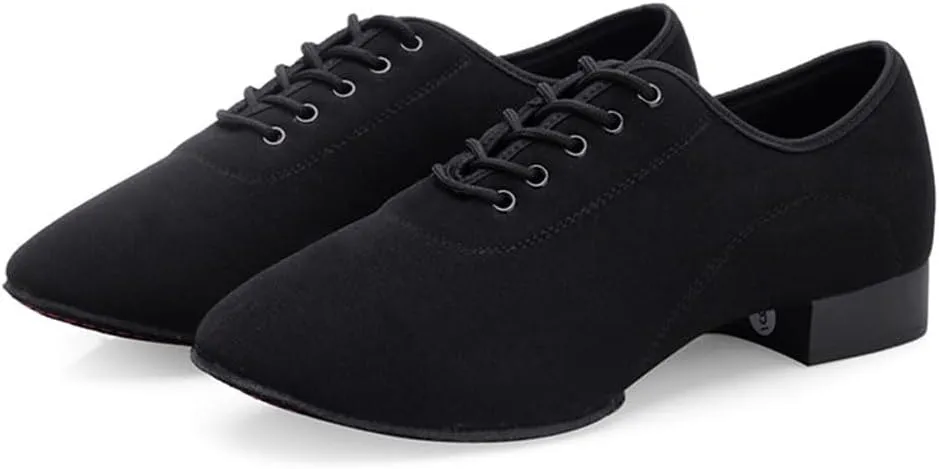 HIPPOSEUS Men's Lace up Ballroom Dance Shoes Split Sole Latin Salsa Dancing Character Shoes Low Heel,Model KCBD