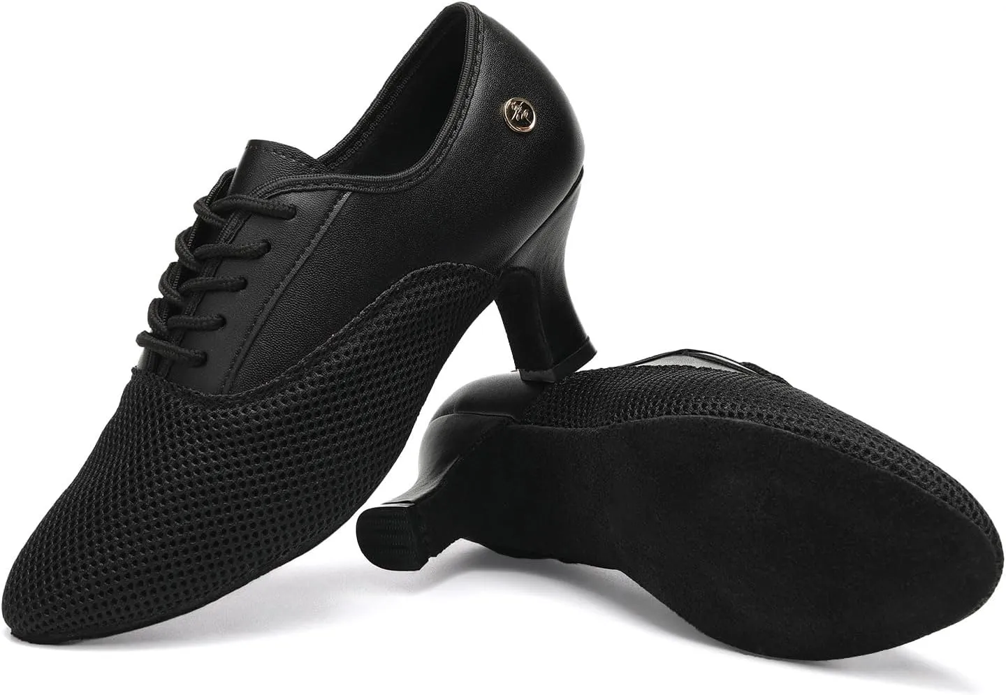 HROYL Women Ballroom Dance Shoes Lace-up Latin Salsa Rhythm Modern Teaching Practice Performance Dancing Shoes