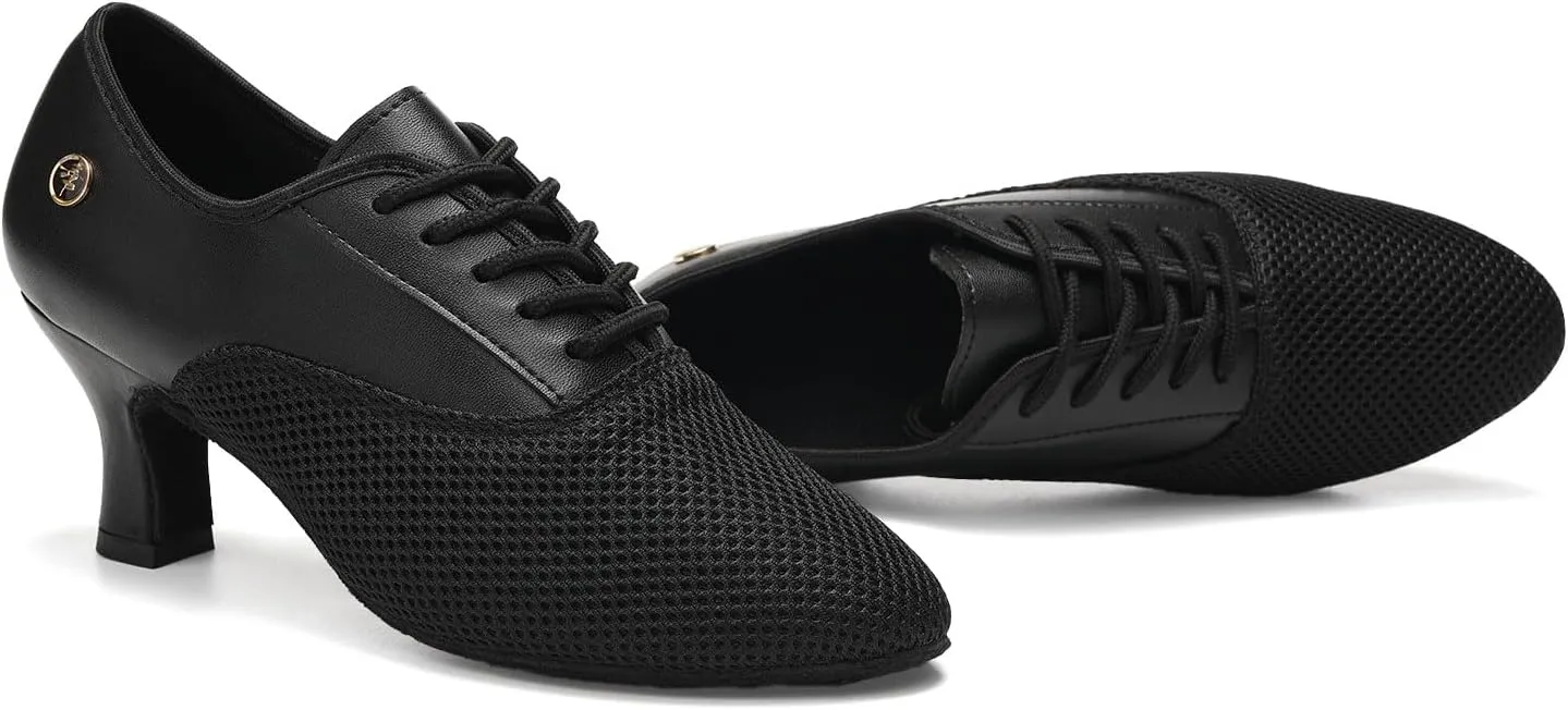 HROYL Women Ballroom Dance Shoes Lace-up Latin Salsa Rhythm Modern Teaching Practice Performance Dancing Shoes