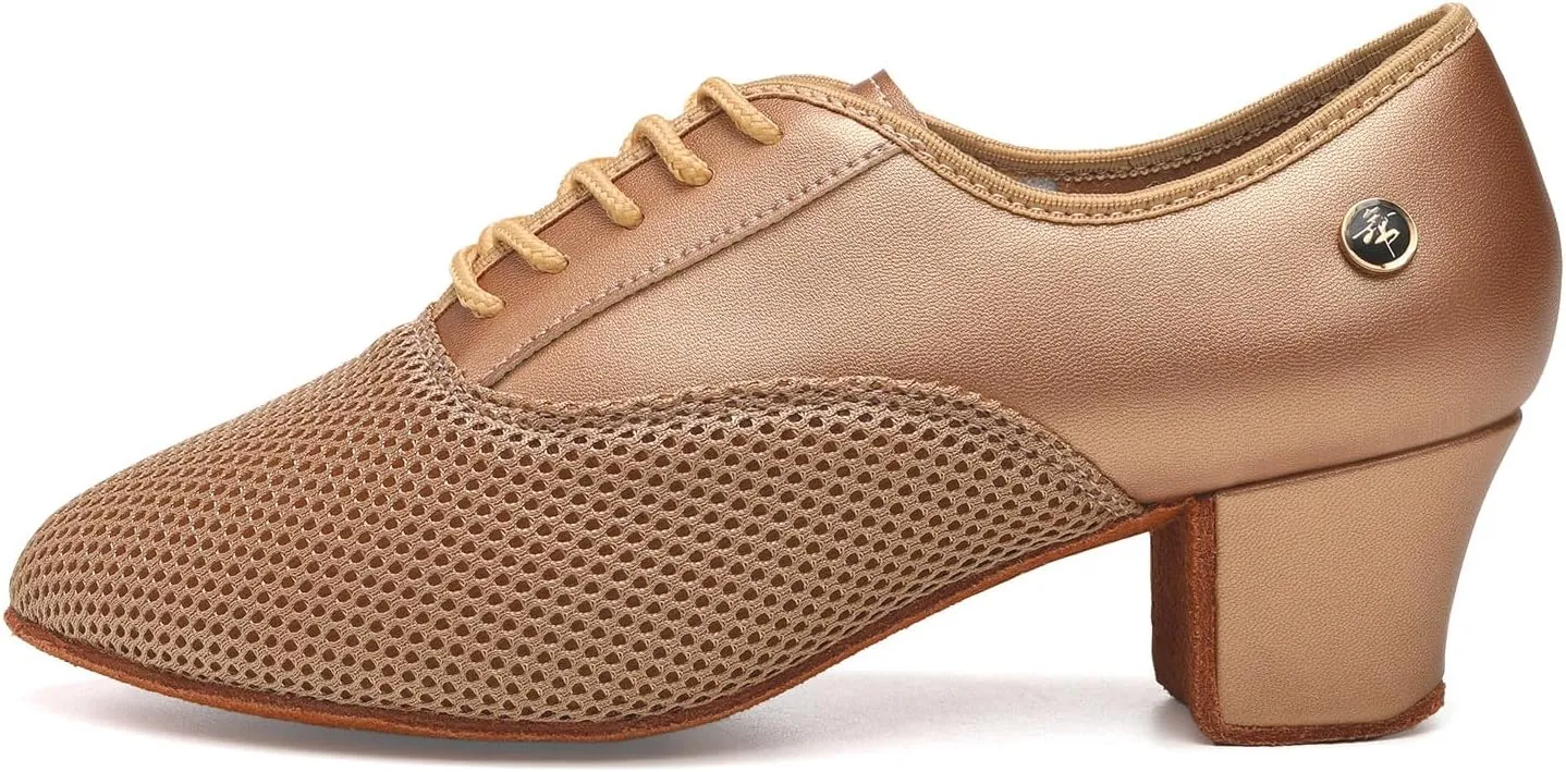HROYL Women Ballroom Dance Shoes Lace-up Latin Salsa Rhythm Modern Teaching Practice Performance Dancing Shoes