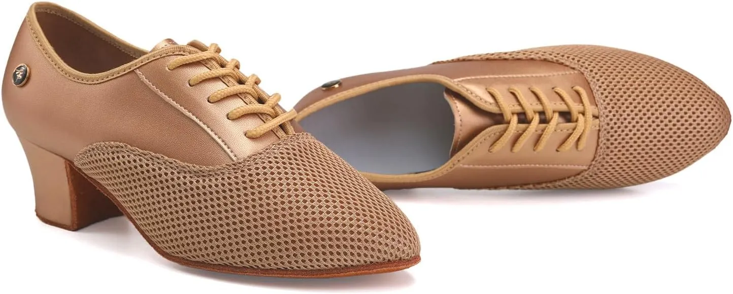 HROYL Women Ballroom Dance Shoes Lace-up Latin Salsa Rhythm Modern Teaching Practice Performance Dancing Shoes