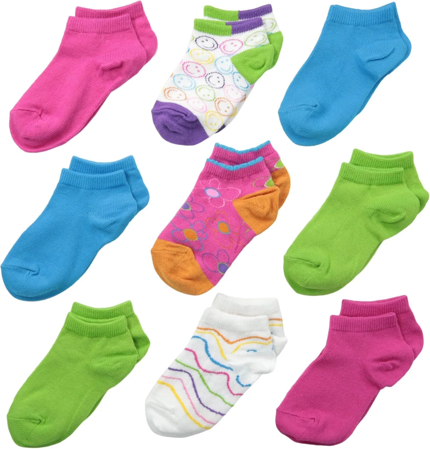 Jefferies Socks Baby-Girls 9 Pair Pack Smiley Low Cut Socks