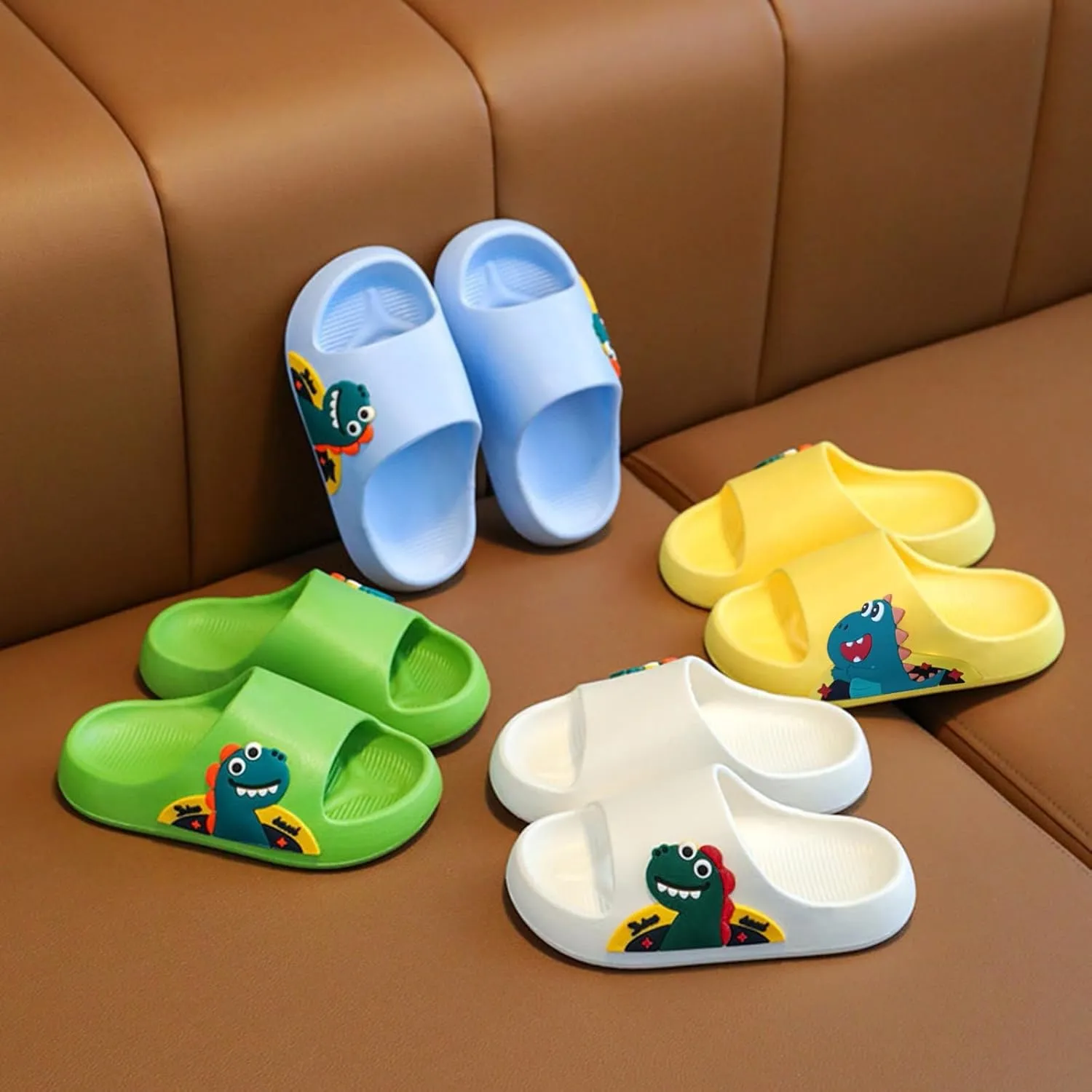 Kids Toddler Boys Girls Cloud Slide Dinosaur Shower Slippers Soft Bottom Non Slip Quick-Dry Dinosaur Slippers
