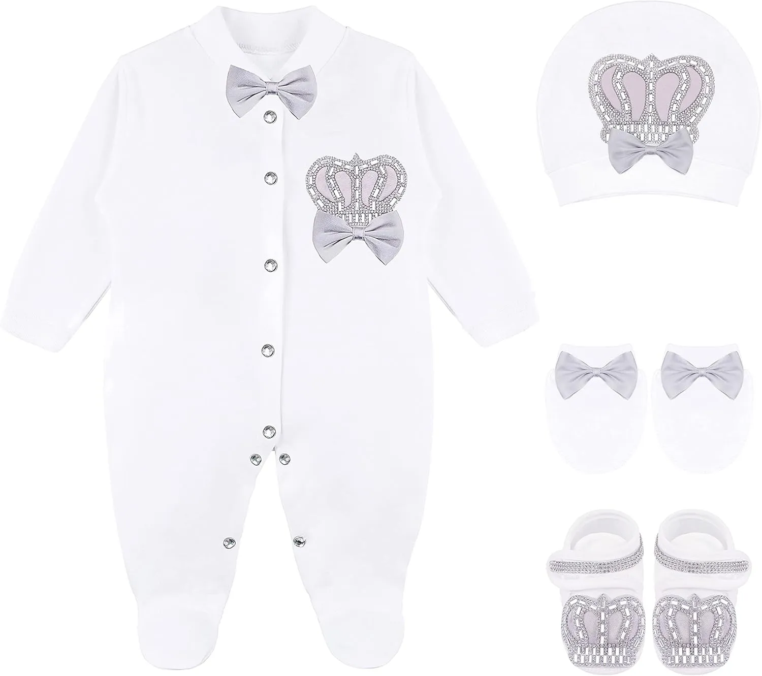 Lilax Baby Boy Newborn Crown Jewels Layette 4 Piece Gift Set