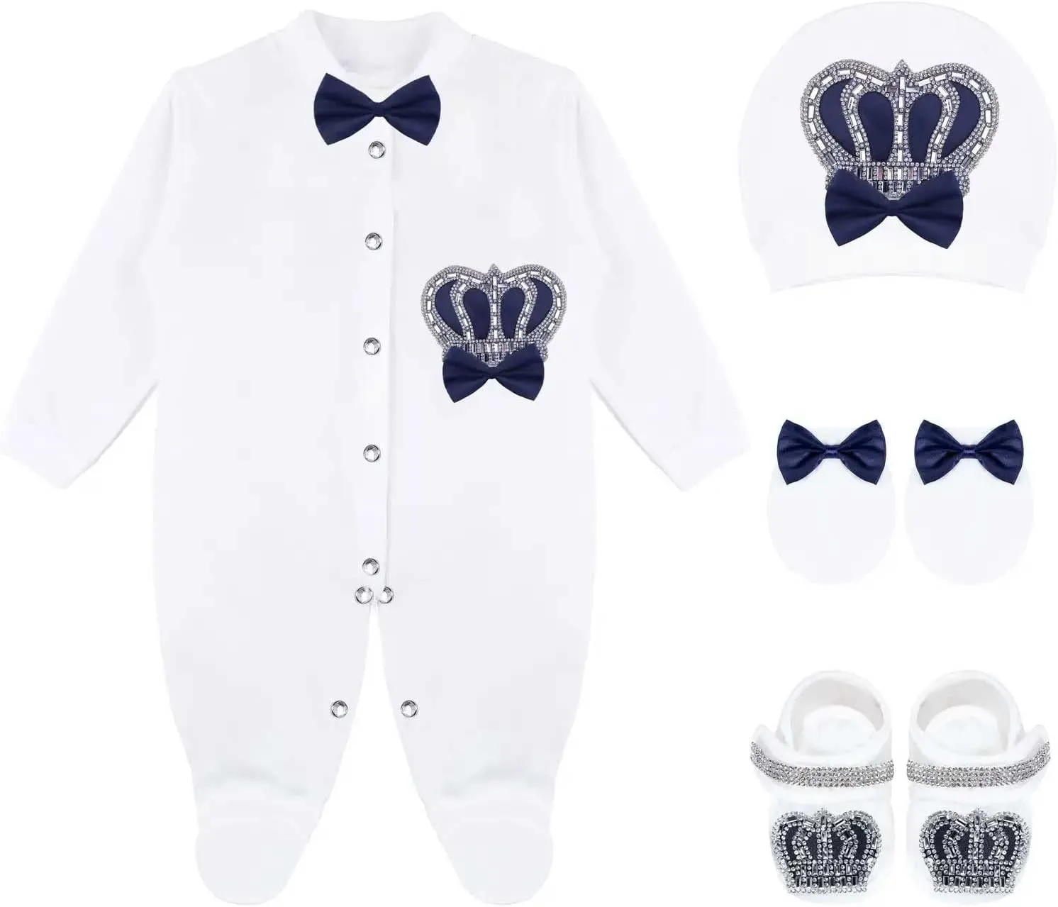 Lilax Baby Boy Newborn Crown Jewels Layette 4 Piece Gift Set