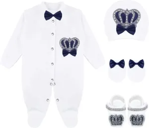Lilax Baby Boy Newborn Crown Jewels Layette 4 Piece Gift Set