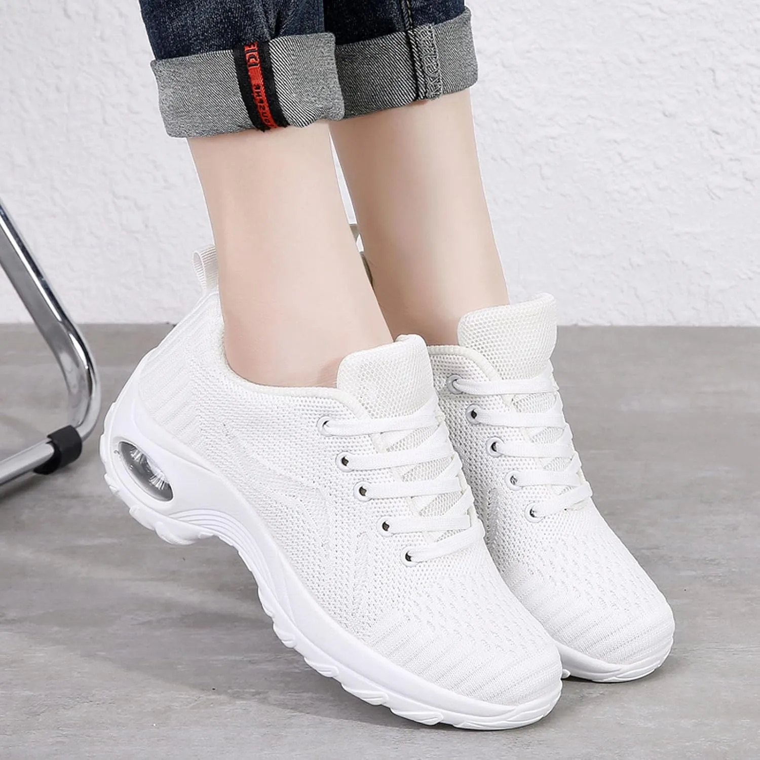 Meidiastra Womens Walking Shoes-Mesh Lace Up Lady Girls Nurse Working Shoes Running Jogging Shoes Sneakers with Air Cushion