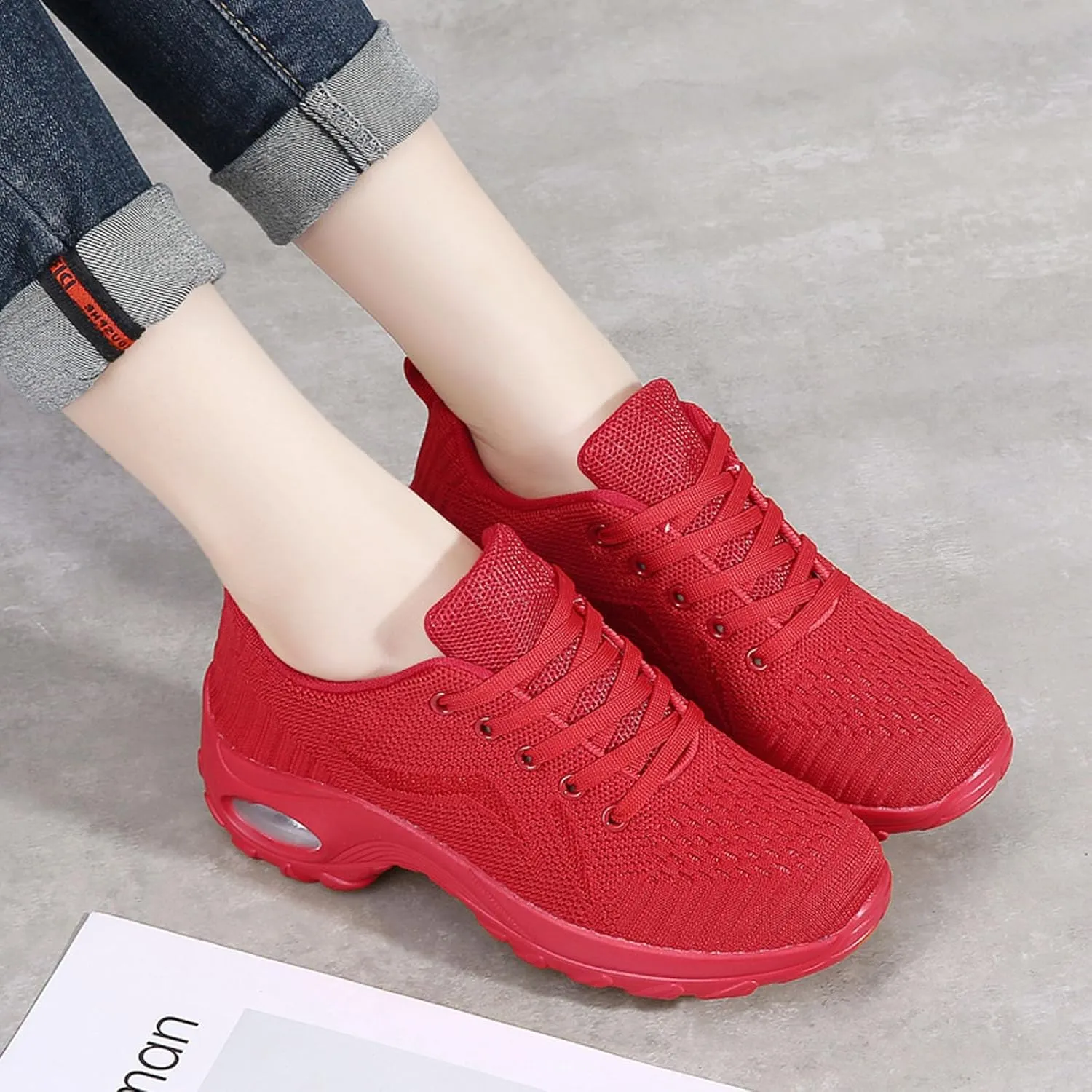 Meidiastra Womens Walking Shoes-Mesh Lace Up Lady Girls Nurse Working Shoes Running Jogging Shoes Sneakers with Air Cushion
