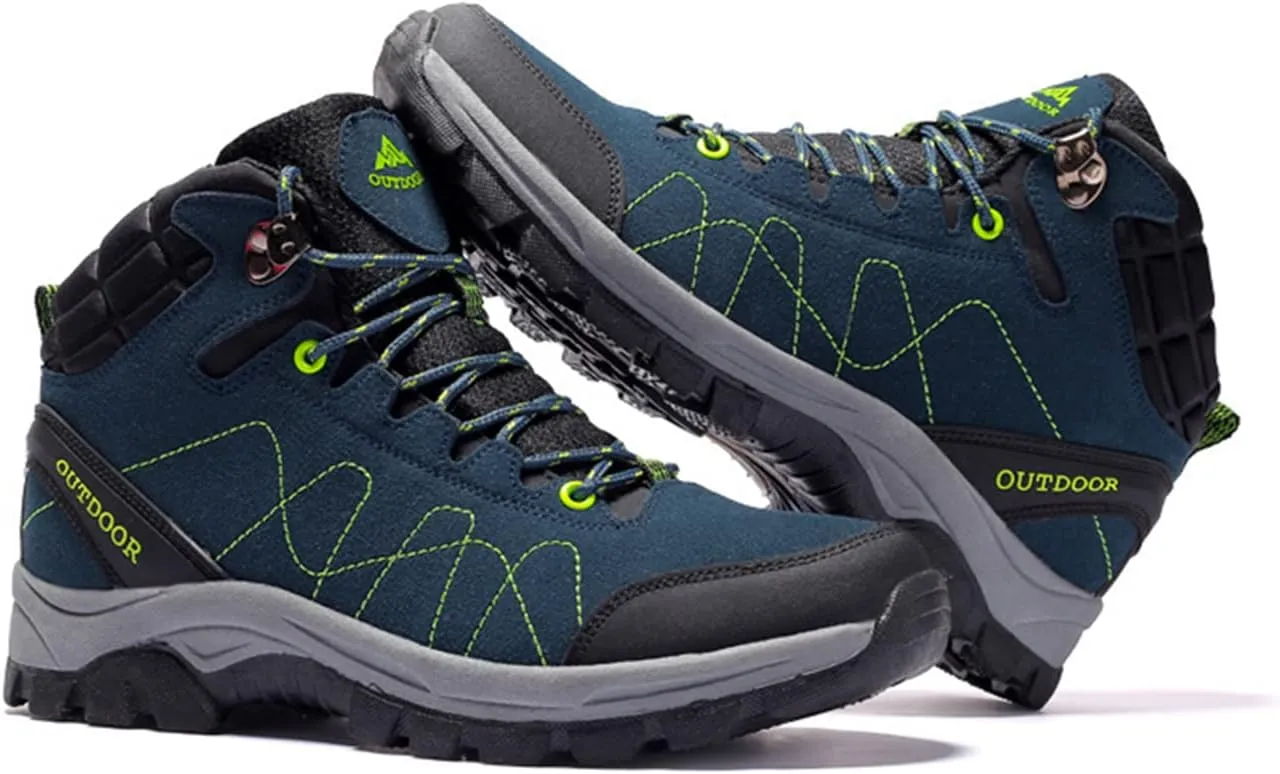 Men's Lace Up Hiking Shoes Waterproof Anti Slip Hiking Boots Outdoor Lightweight Trekking Sneakers Breathable Round Toe Outdoor Sports Shoes