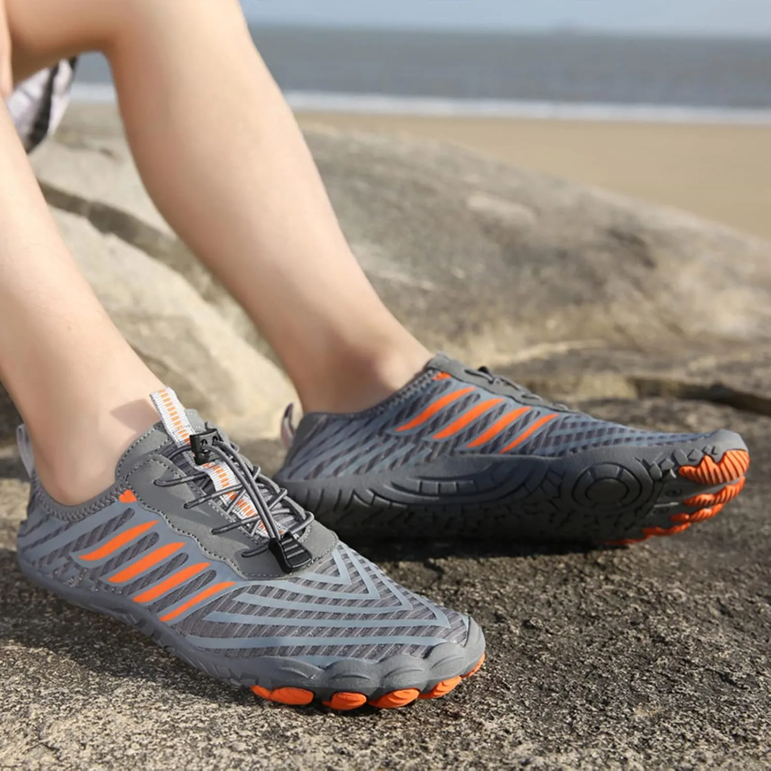 Mens Size 9 Wide Water Shoes Breathable Non Slip Athletic Water Shoes Hiking Men Water Shoes Wide Summer Quick Dry Sandals Slippers Aqua Socks for Swim Beach Pool Surf Yoga