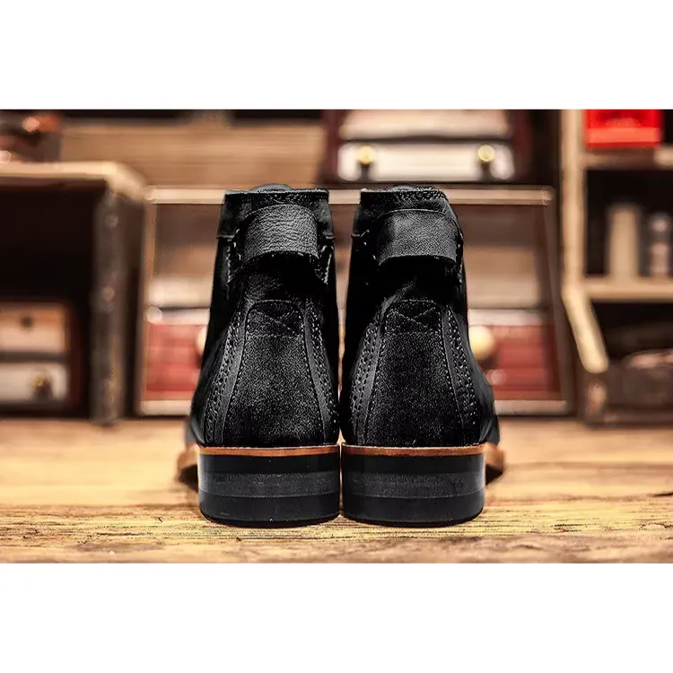 Men's Vintage Vegan Leather Boots with Polished Finish | Eco-Friendly Materials for All Seasons