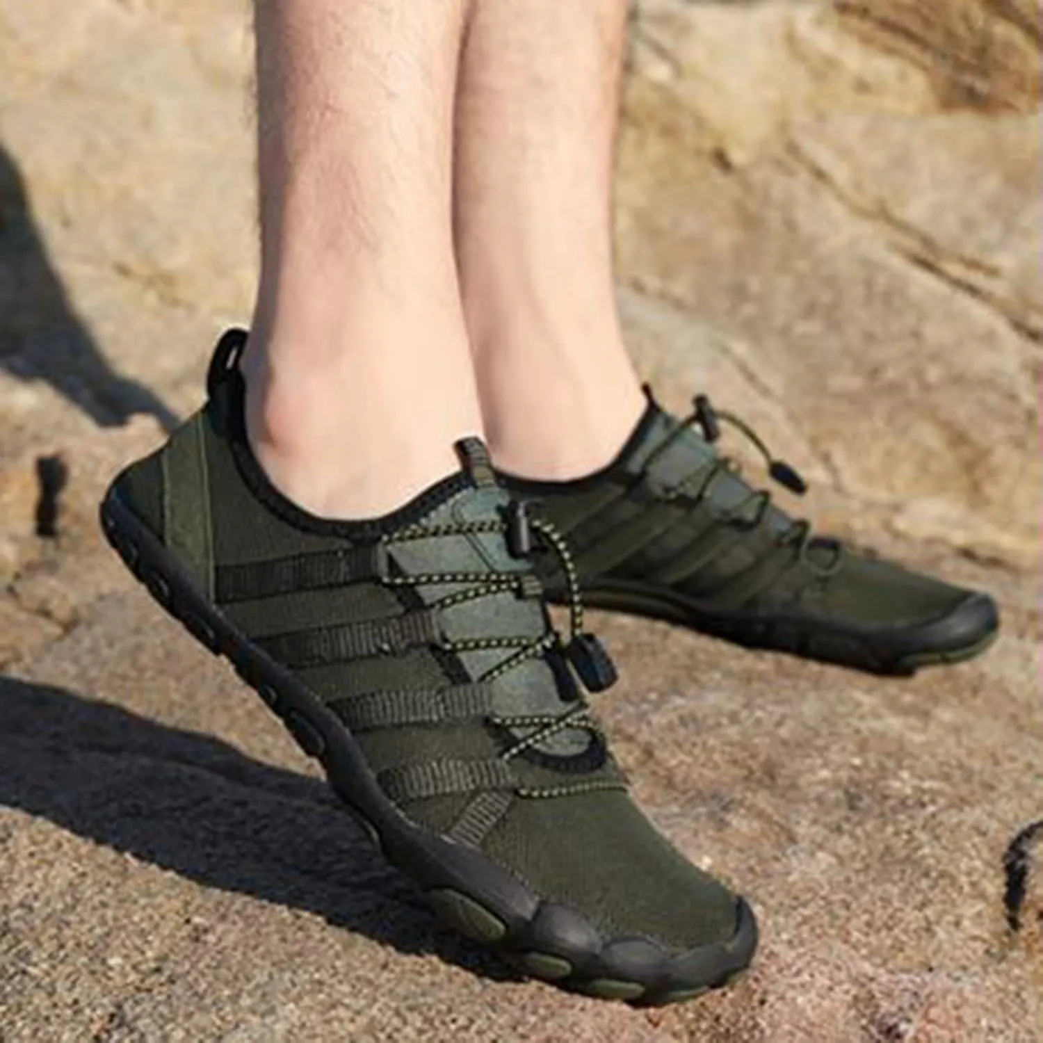 Mens Wading Shoes Outdoor Swim Sports Shoes Flat Breathable Quick-Dry Kayaking Shoe Grounded Hiking Footwear