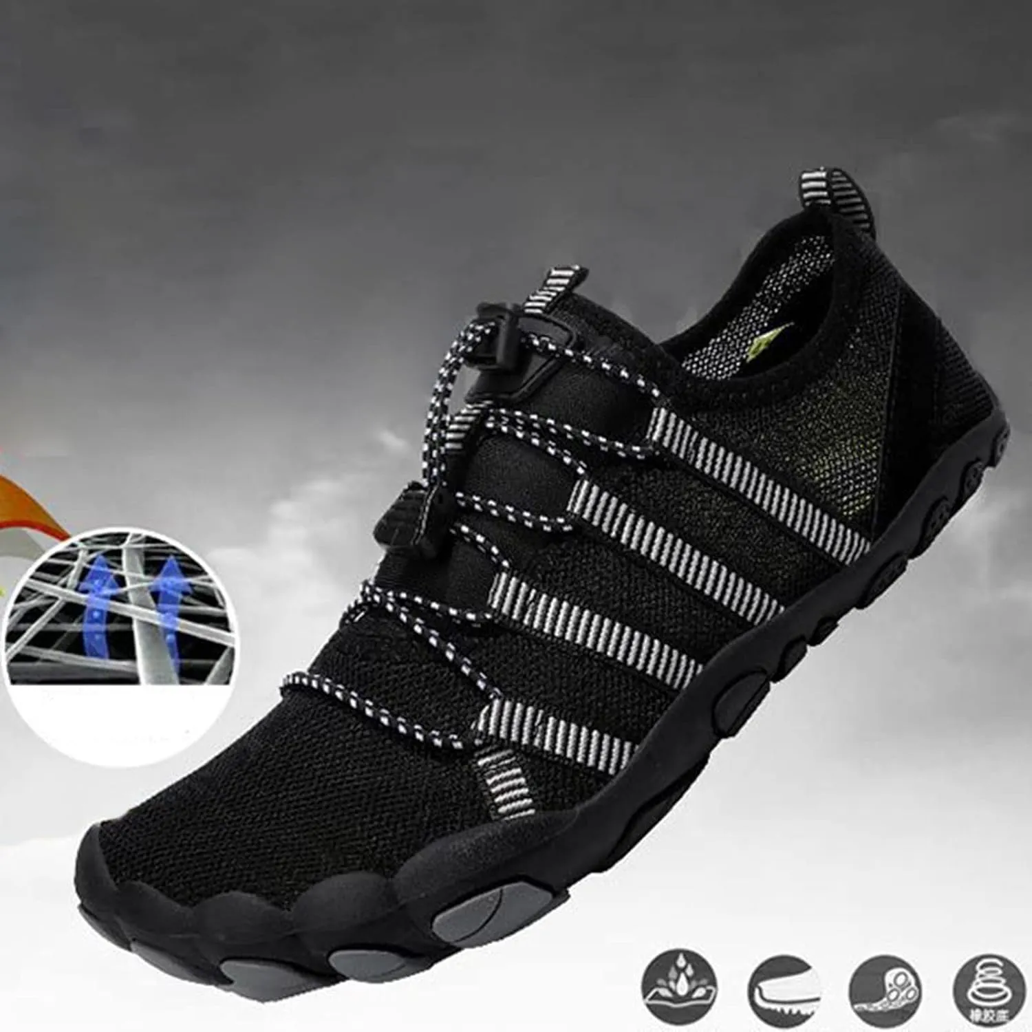 Mens Wading Shoes Outdoor Swim Sports Shoes Flat Breathable Quick-Dry Kayaking Shoe Grounded Hiking Footwear