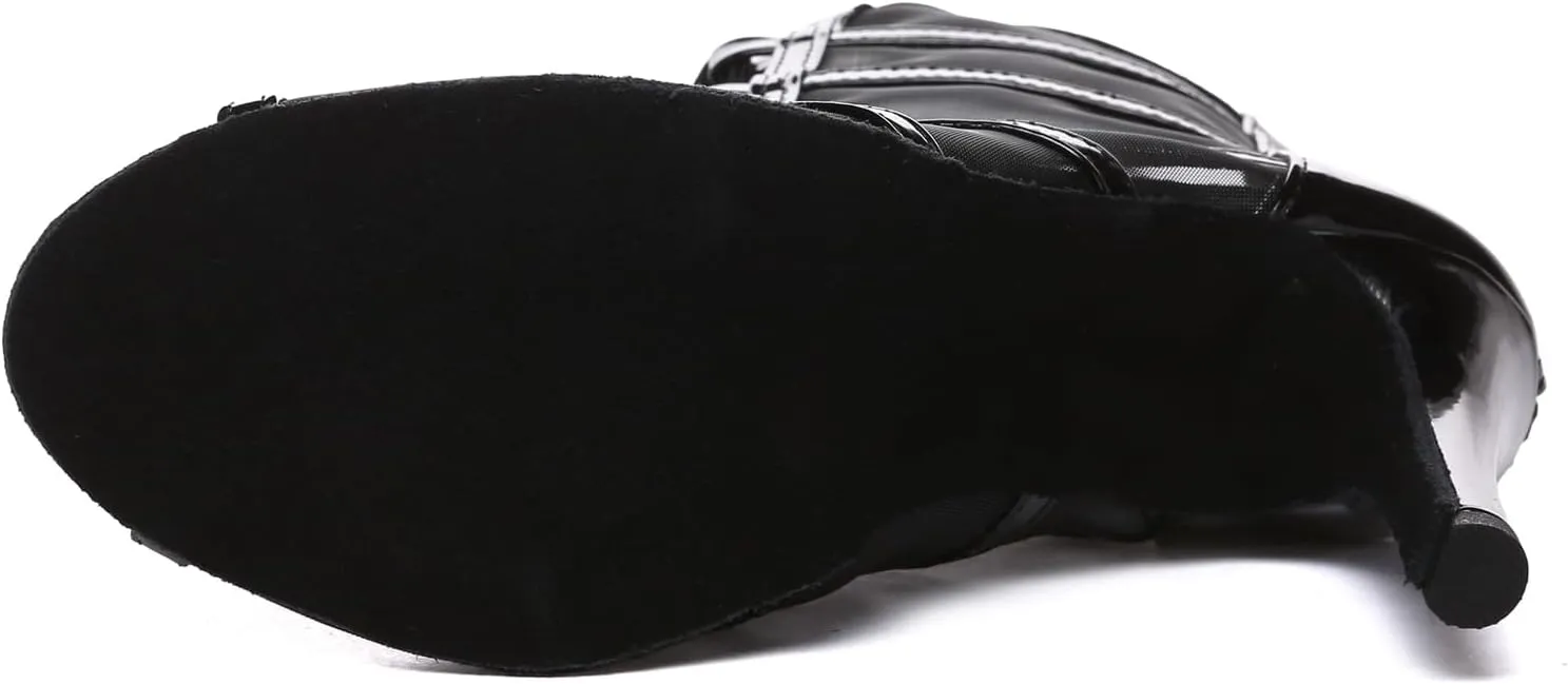 Minishion Sexy Dancing Shoes for Women Peep Toe Evening Prom Ankle Booties