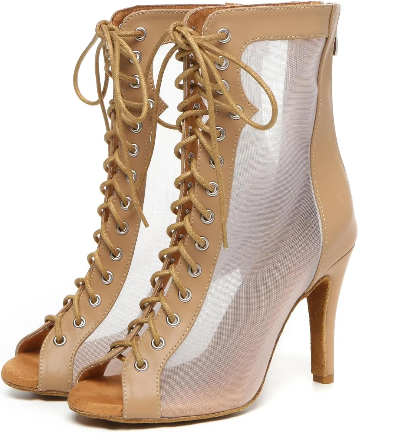 Minishion Sexy Dancing Shoes for Women Peep Toe Evening Prom Ankle Booties