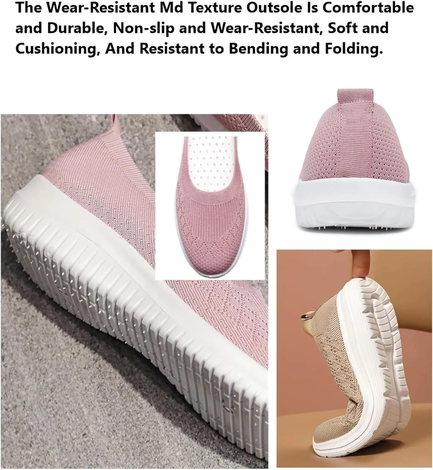 Mmoneyake Walk Shoes for Women Woven Orthopedic Breathable Soft Shoes Knit Low Wedge Dressy Ballet Shoes Arch Support Walking Shoes Slip On Diabetic Foam Shoes Sneakers