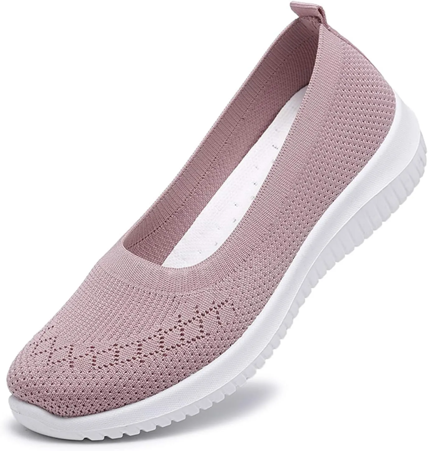 Mmoneyake Walk Shoes for Women Woven Orthopedic Breathable Soft Shoes Knit Low Wedge Dressy Ballet Shoes Arch Support Walking Shoes Slip On Diabetic Foam Shoes Sneakers