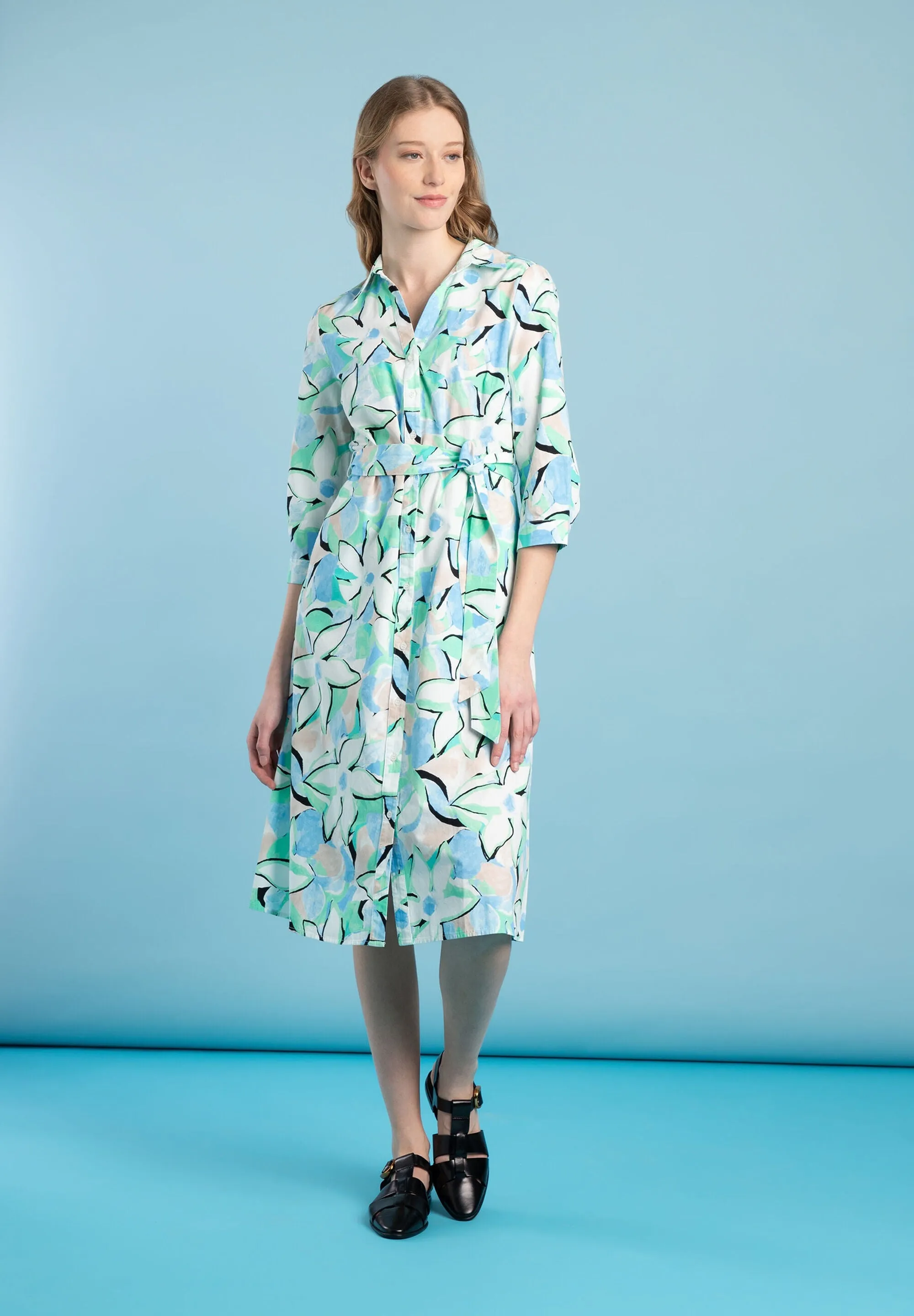 More & More Floral Print Shirt Dress