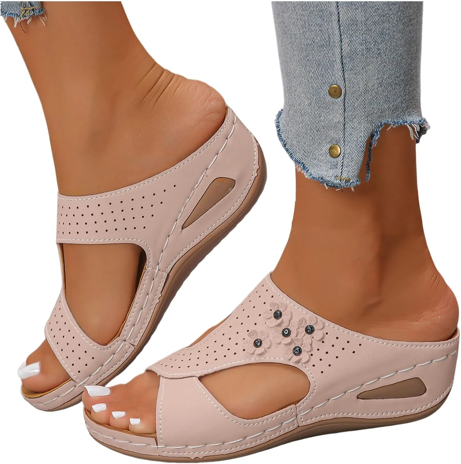 Orthopedic Sandals for Women 2025 Open Toe Slip On Flip Flops Summer Comfortable Dressy Soft Boho Beach Slippers
