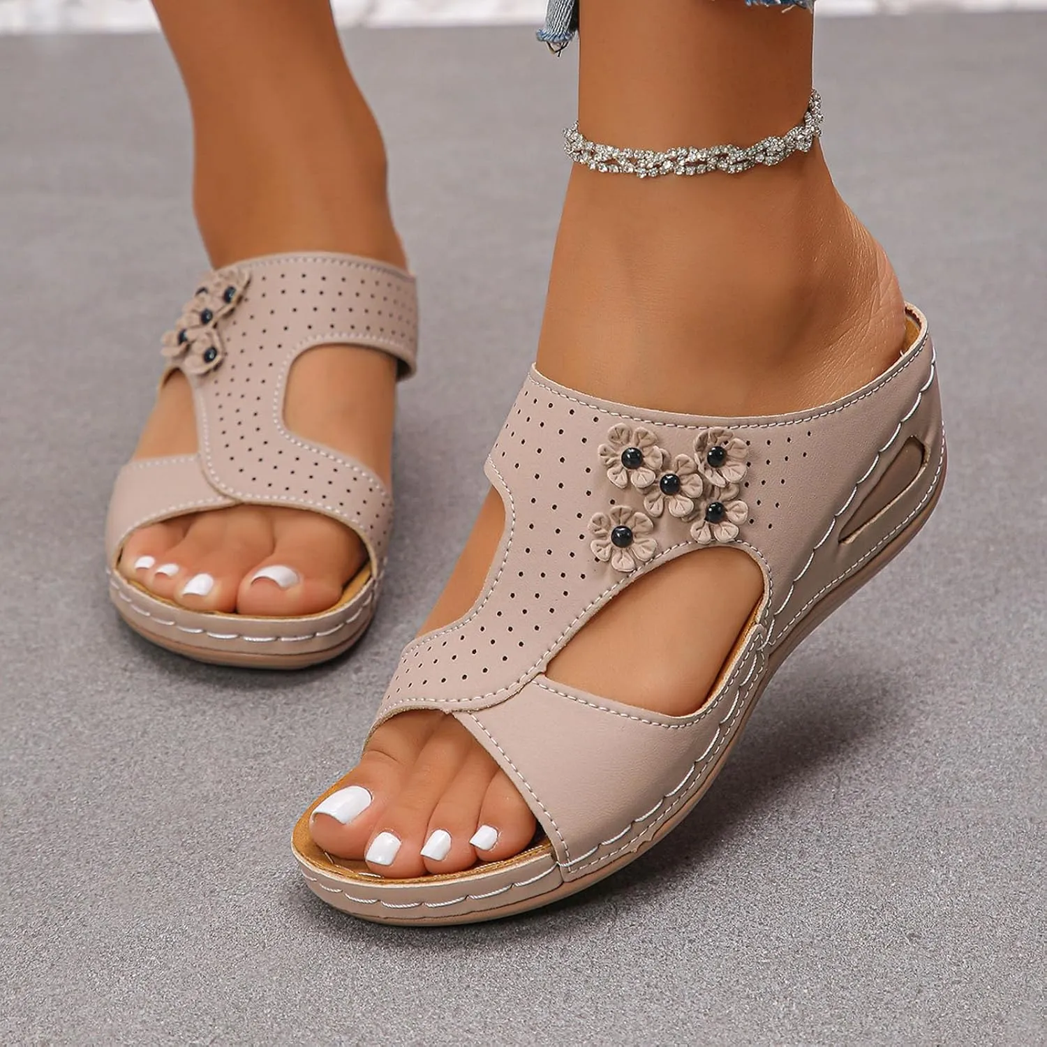 Orthopedic Sandals for Women 2025 Open Toe Slip On Flip Flops Summer Comfortable Dressy Soft Boho Beach Slippers