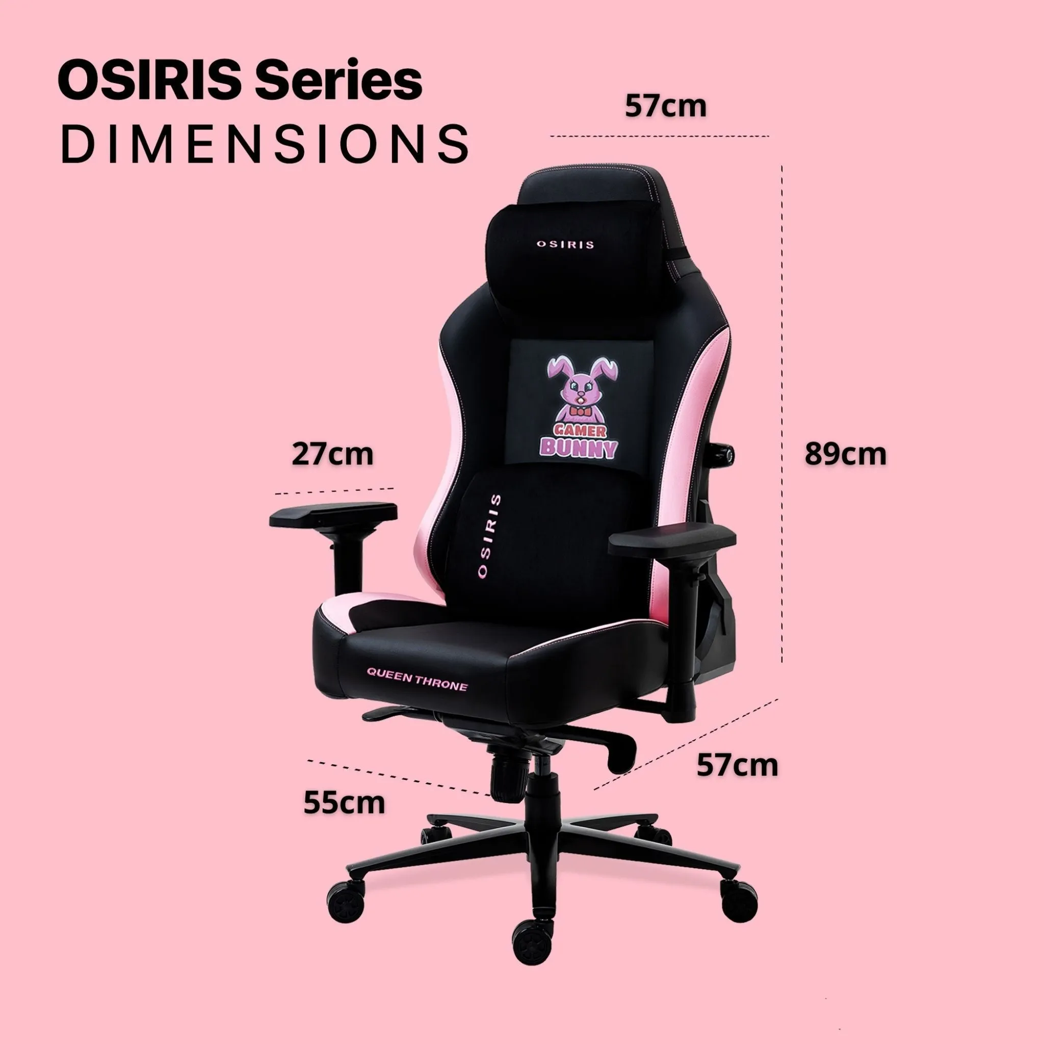 Osiris Series Gaming Chair With Massage Lumbar Pillow & 4D Armrest By HDCANADA - PINK