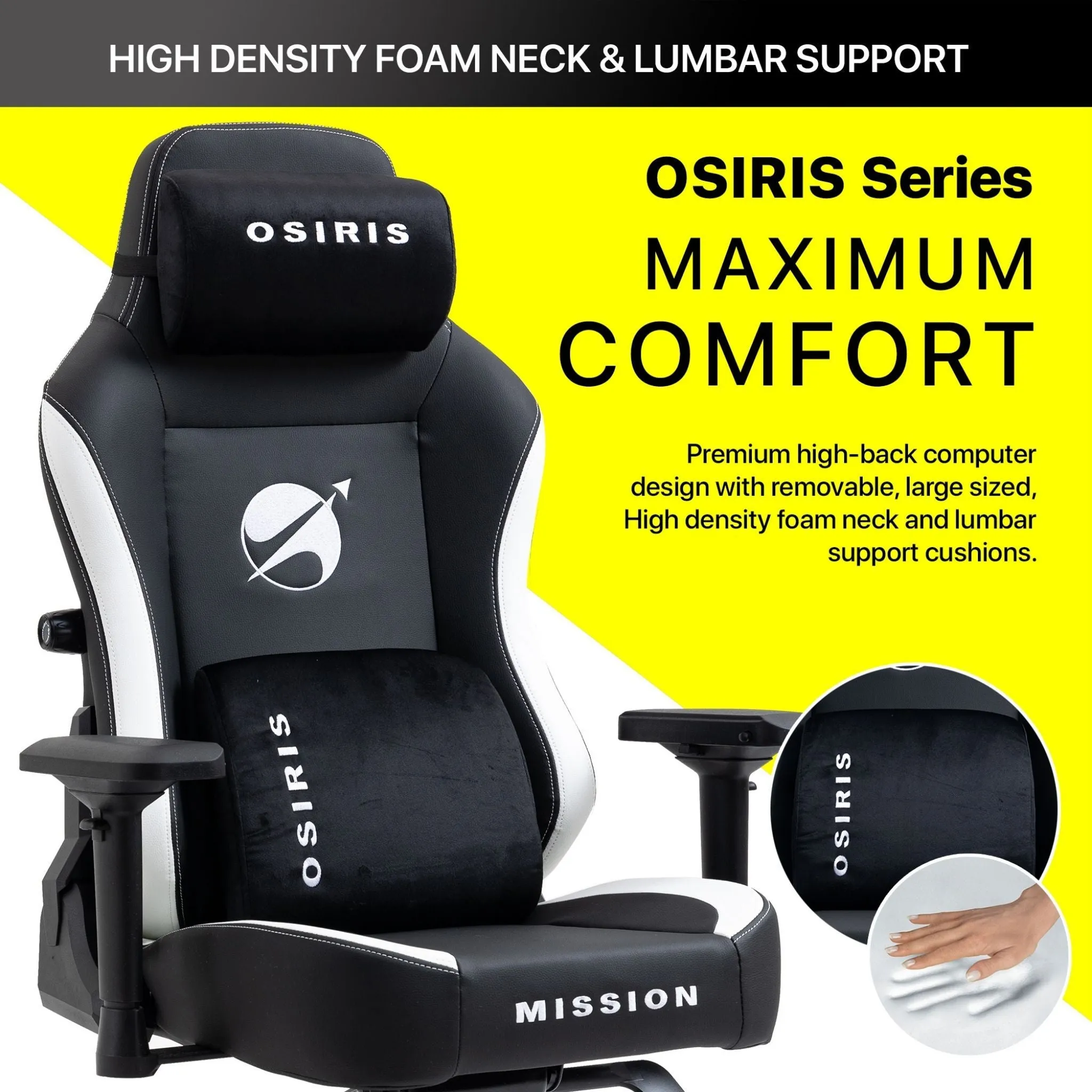 Osiris Series Gaming Chair With Massage Lumbar Pillow & 4D Armrest By HDCANADA - WHITE