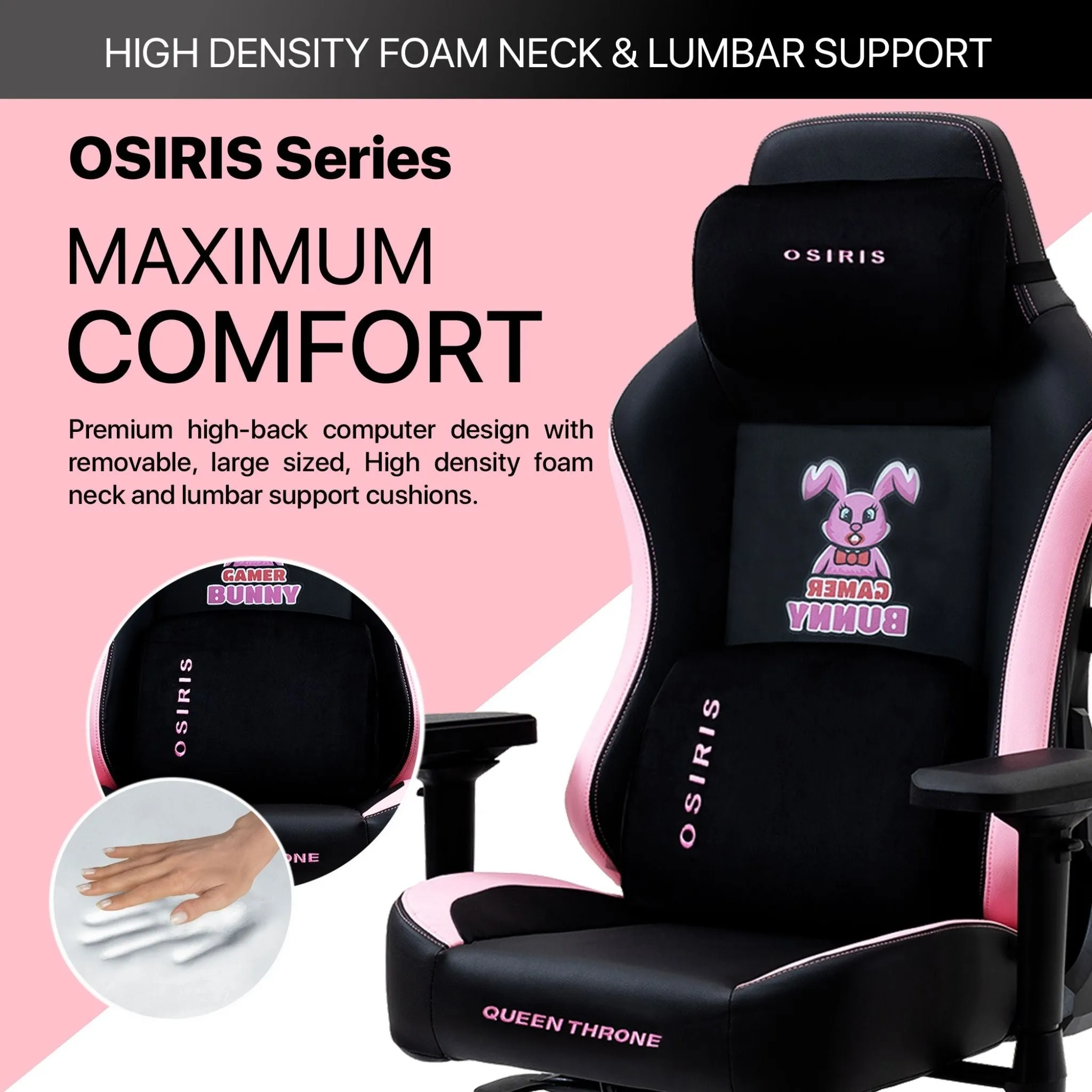 Osiris Series Gaming Chair With Massage Lumbar Pillow & 4D Armrest By HDCANADA