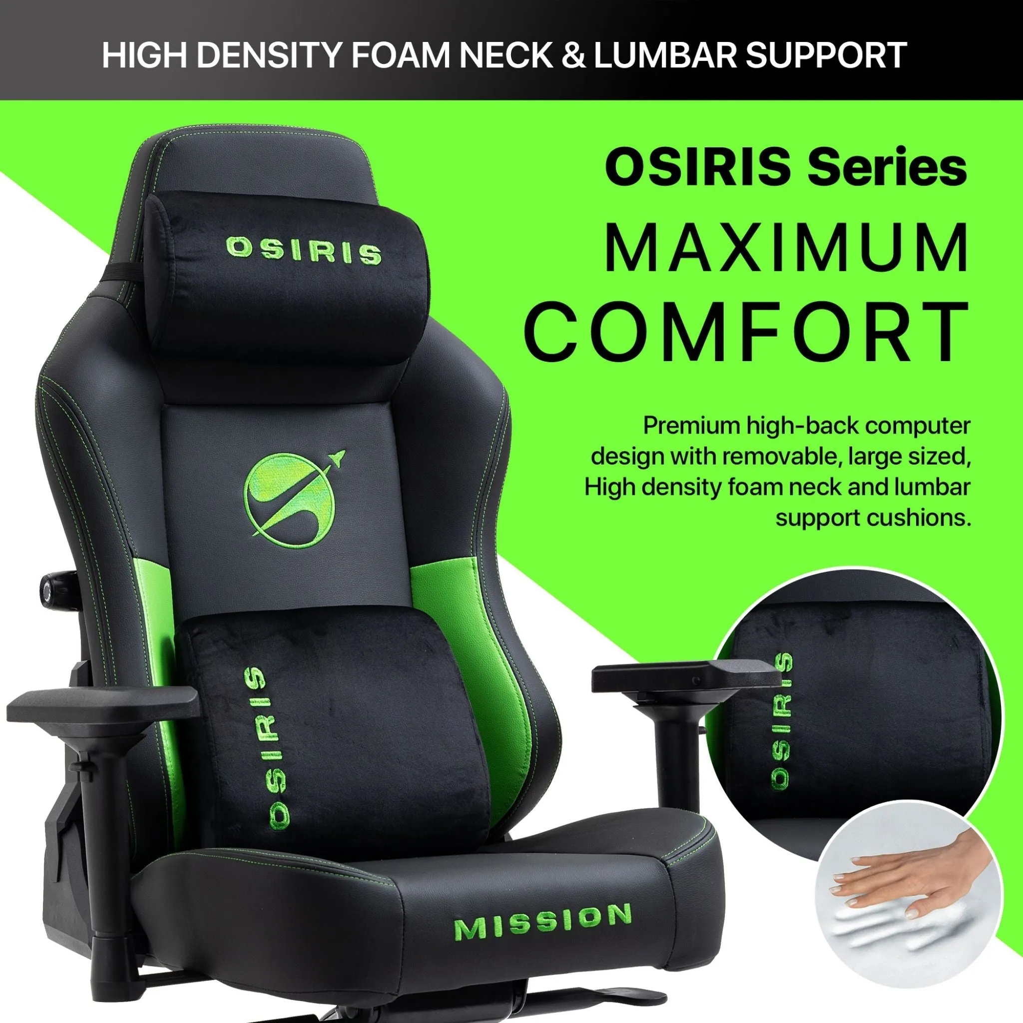 Osiris Series Gaming Chair With Massage Lumbar Pillow & 4D Armrest By HDCANADA