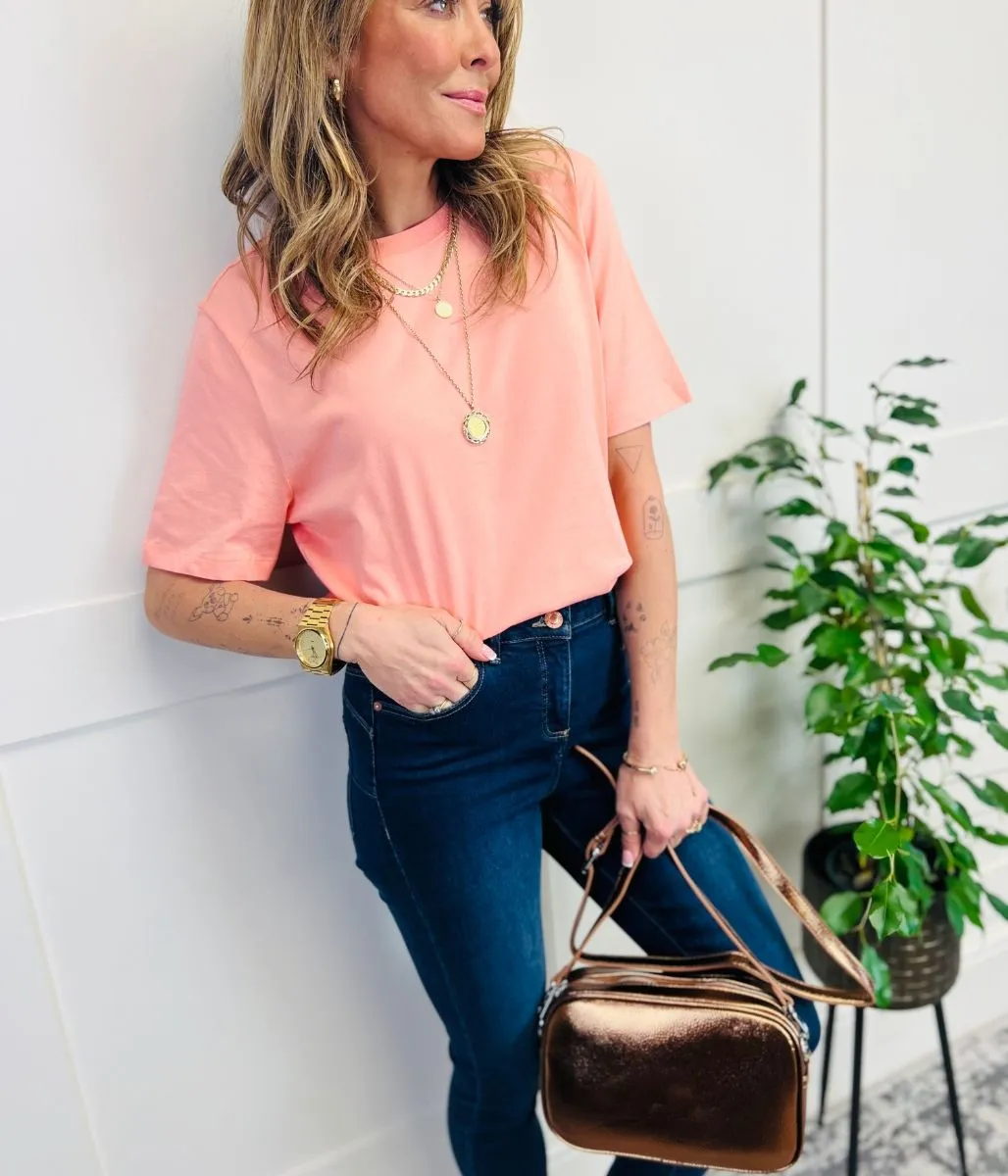 Peach Straight Cotton Tee