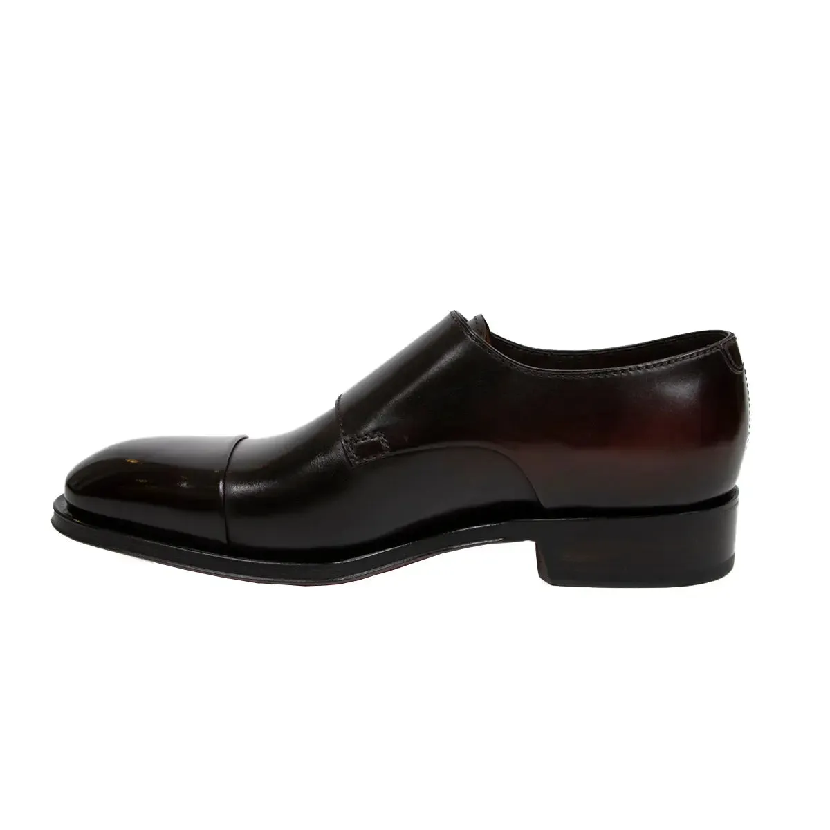 Polished Oxblood Leather Double Buckle Shoe