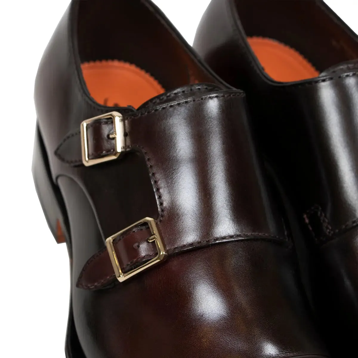 Polished Oxblood Leather Double Buckle Shoe