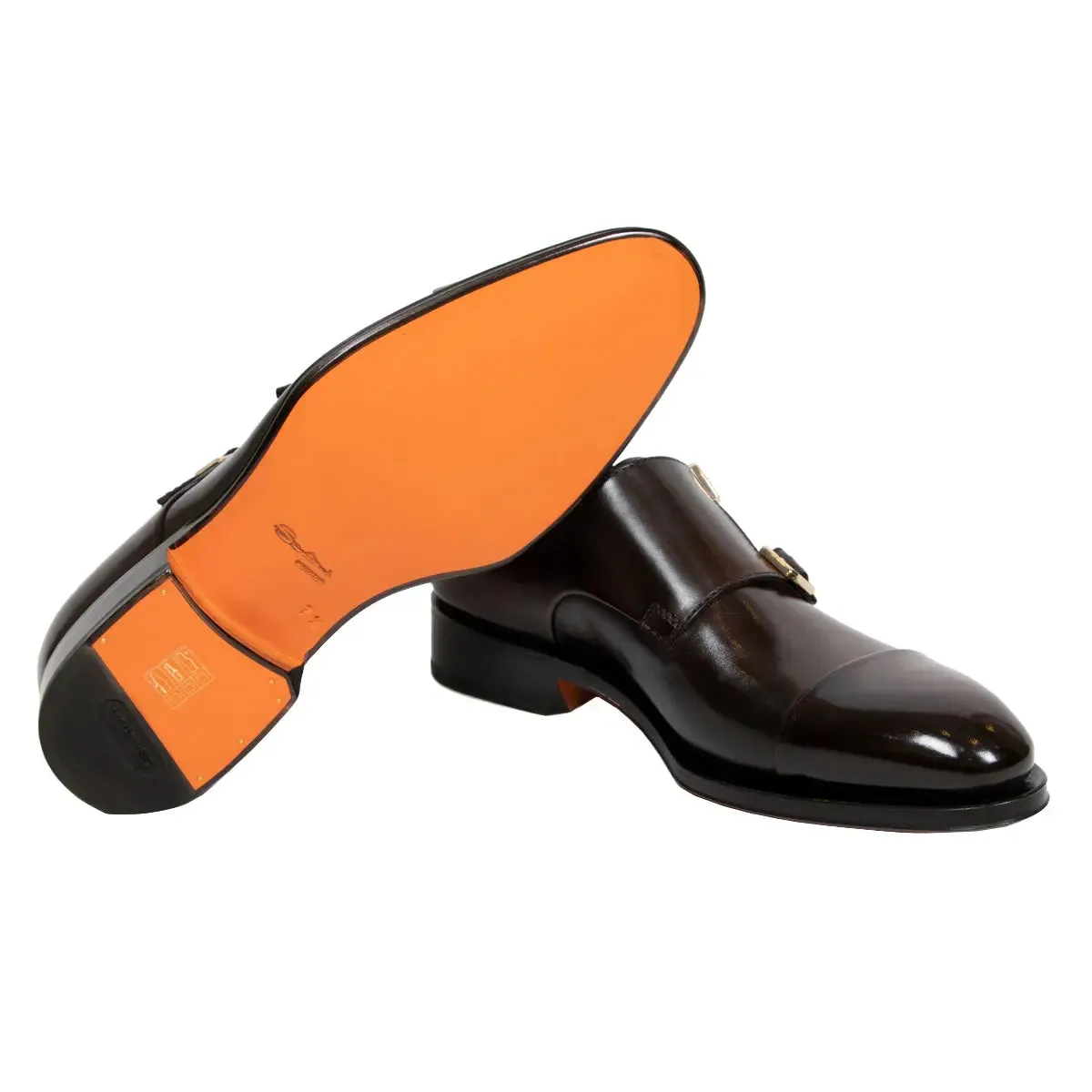 Polished Oxblood Leather Double Buckle Shoe