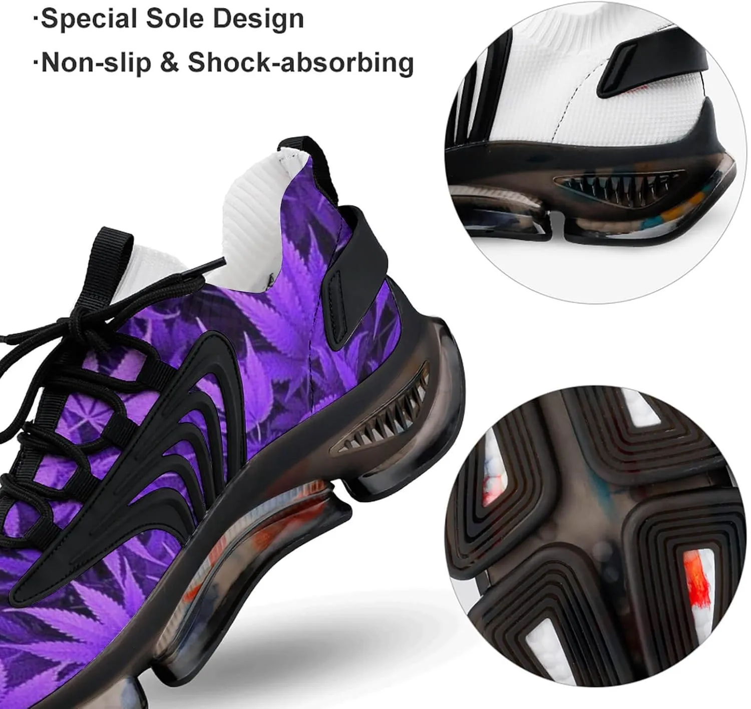 Purple Pot Leaf Weed Men's Running Sports Walking Shoes Athletic Training Shoe Breathable Non Slip Sneakers
