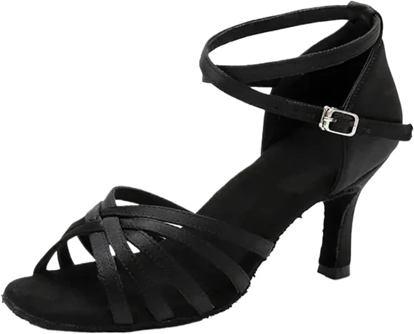 Satin Latin Dance Shoes For Women, Professional Node Heel, Salsa, Tango, Ballroom, 7cm, 5cm