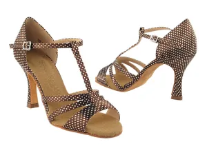 Sera Series Coffee & White Dots Satin Dance Sandals