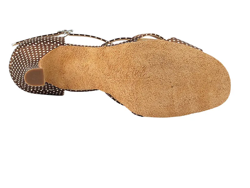 Sera Series Coffee & White Dots Satin Dance Sandals