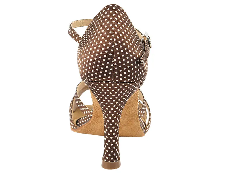 Sera Series Coffee & White Dots Satin Dance Sandals