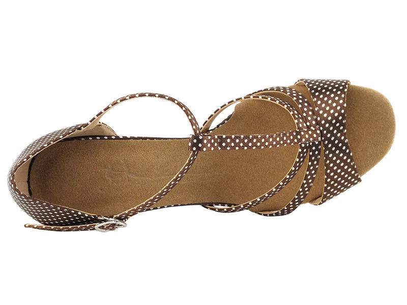 Sera Series Coffee & White Dots Satin Dance Sandals