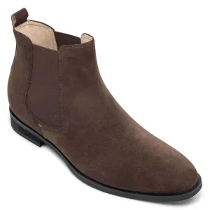 This item only ships to the United States - 7 CM / 2.76 Inches - CMR CHAMARIPA Height Increasing Boots - Mens Elevator Boots - Coffee Suede Leather Men's Elevator Chelsea Boots