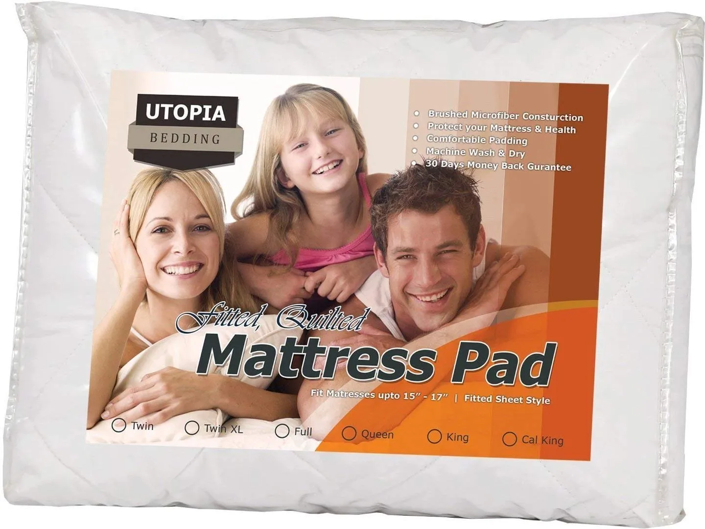 Utopia Bedding Quilted Fitted Mattress Pad (Queen) - Mattress Cover Stretches up to 16 Inches Deep - Mattress Topper