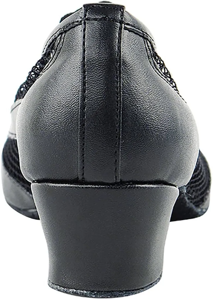 Very Fine Dance Shoes - Ladies Practice, Cuban Low Heel Ballroom Dance Shoes - 2009-1.5-inch Heel and Foldable Brush Bundle