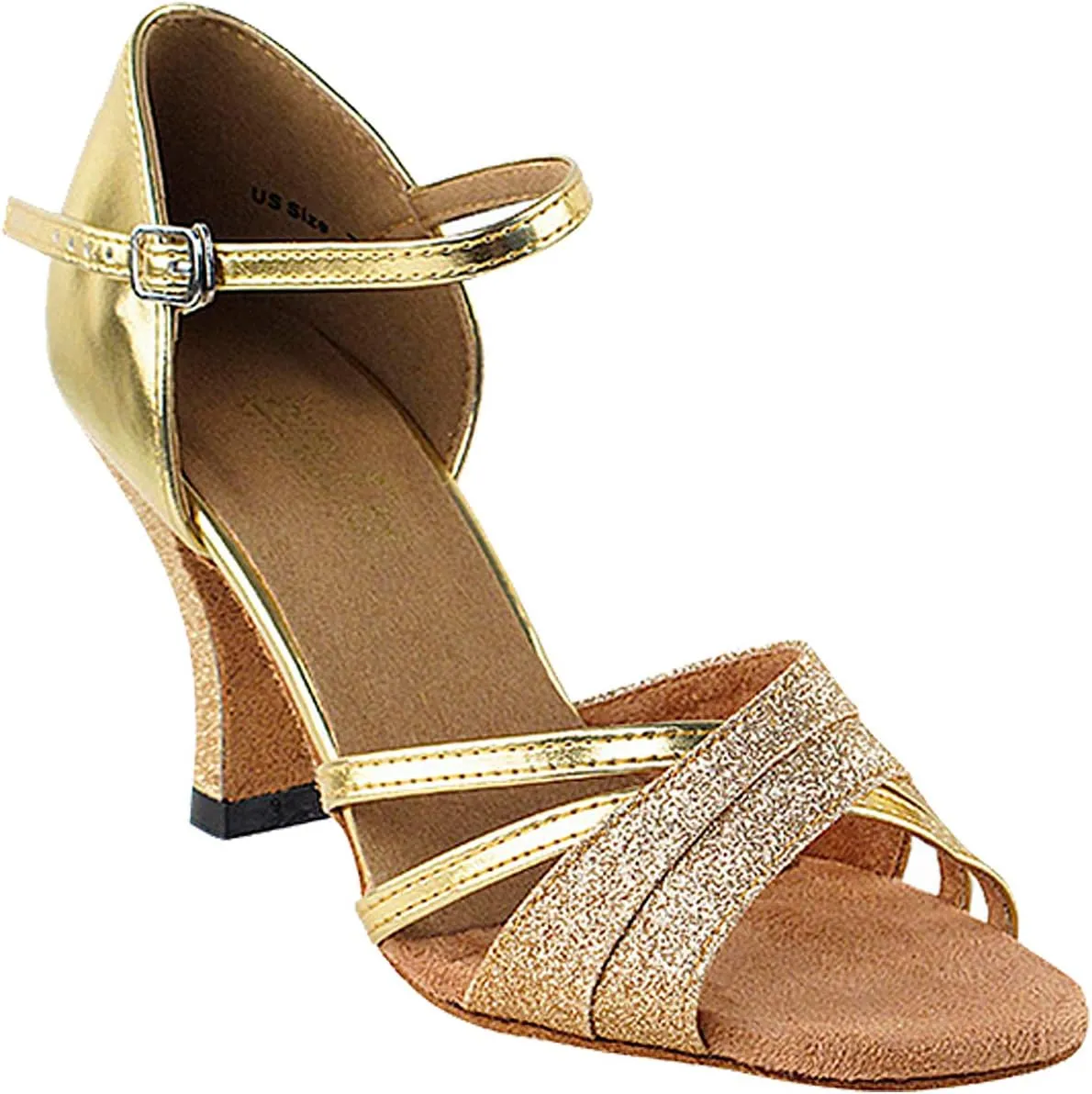 Very Fine Women's Ballroom Dance Shoes Tango Wedding Salsa Dance Shoes Gold Stardust & Gold Leather 6030EB Comfortable Dance Shoes 2.5" Heel 8 M US [Bundle of 5]