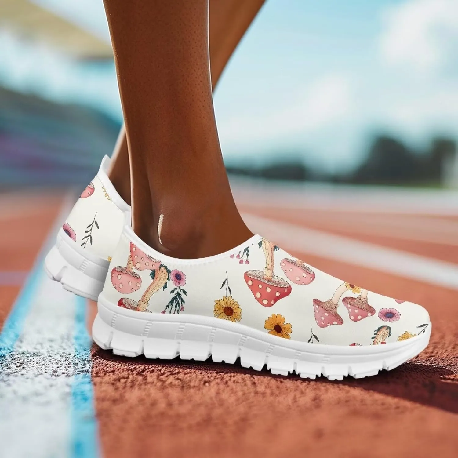 Womens Casual Sneakers Low Cut Non Slip Soft Breathable Lightweight Gym Exercise Walking Shoes